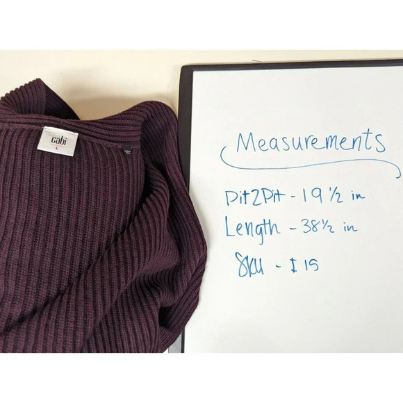 Cabi sz L 3350 Regal Cardigan Mulberry Wine Gold Tone Buttons Long Line Duster - Picture 13 of 13